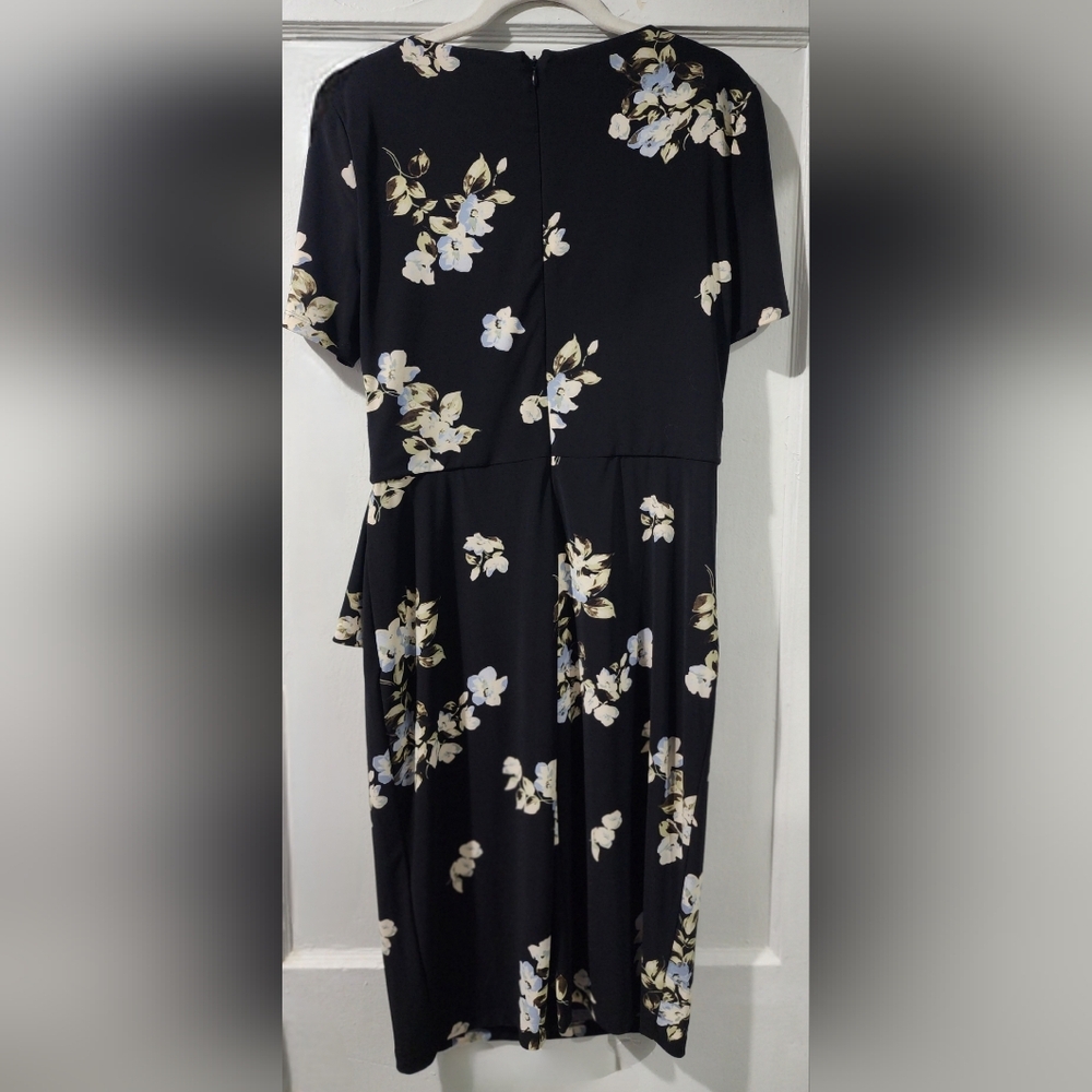 ✨Lauren Ralph Lauren Black Floral Ruffle Cascade Sheath Dress✨️Like New✨Size 6 - Picture 5 of 6